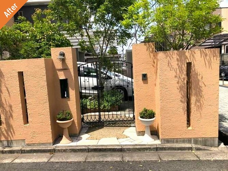 外壁塗装後の門