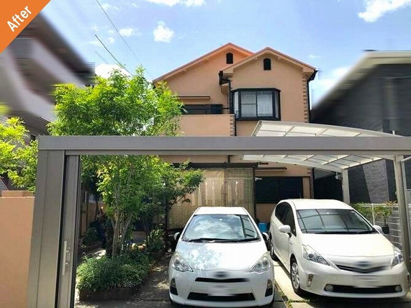 外壁塗装後の戸建て住宅全景