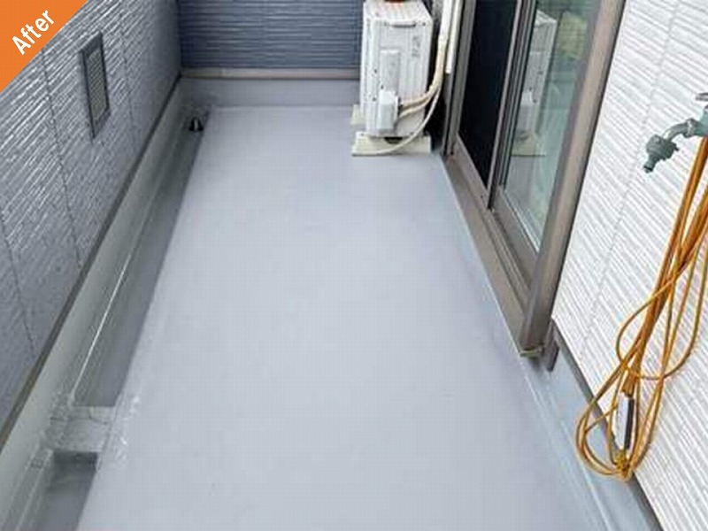 三重県の塩ビシート防水工事後の積水ハウスのバルコニー