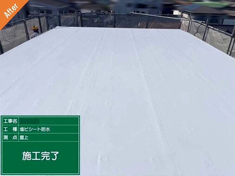 吹田市の塩ビシート防水工事後のトヨタホームの陸屋根