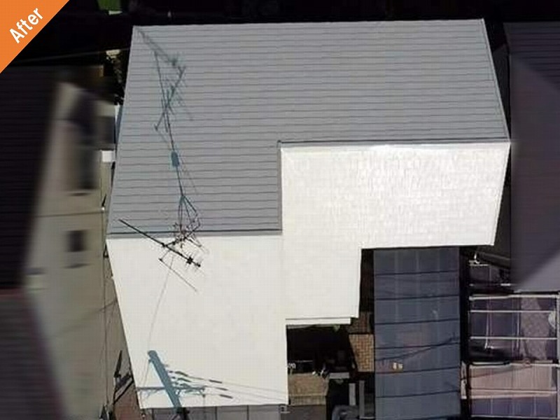 板金交換と屋根塗装後のスレート瓦