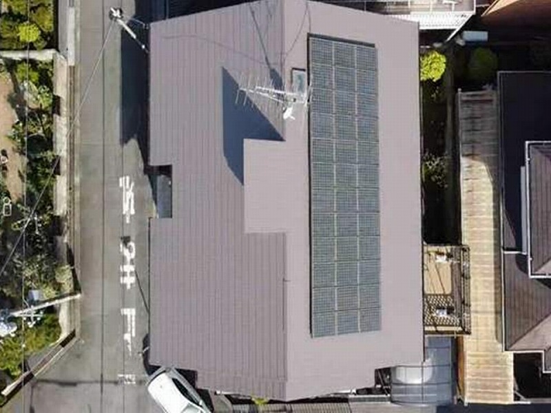 屋根塗装完工後ドローンで撮影
