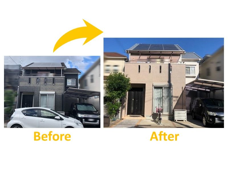 色褪せた外壁が鮮やかに蘇ったビフォーアフター施工事例①