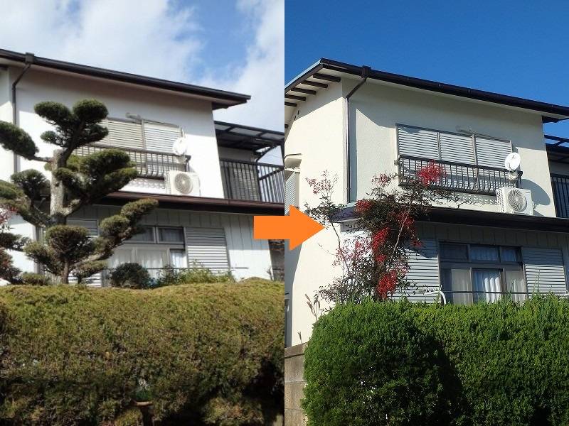 弊社の和風の外壁塗装事例（藤井寺市）