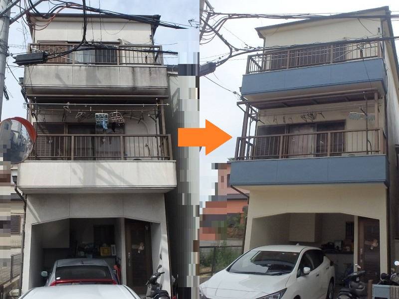 弊社の和風の外壁塗装事例（松原市）