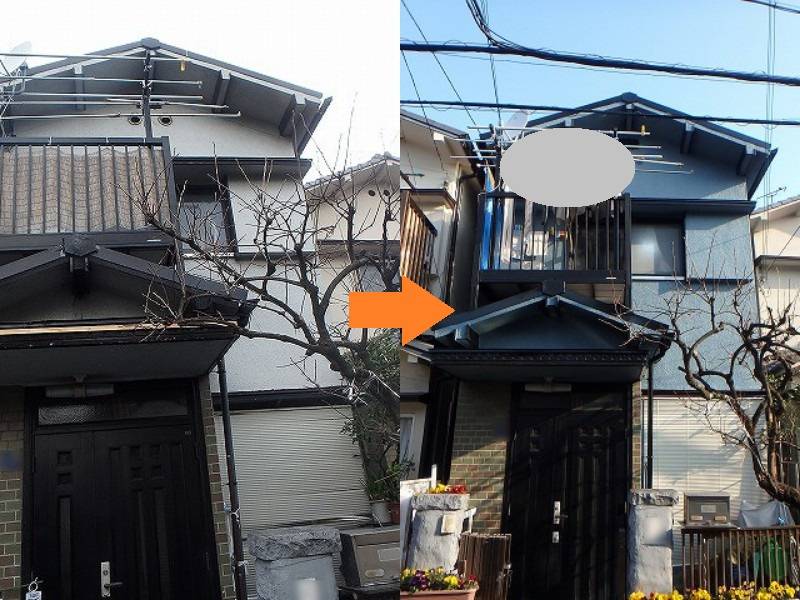 弊社の和風の外壁塗装事例（大阪市東住吉区）