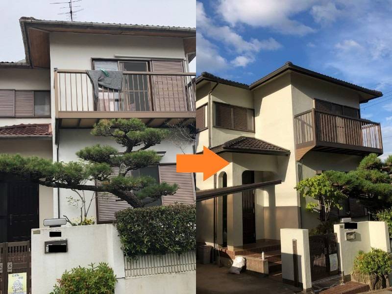 弊社の和風の外壁塗装事例（河内長野市）