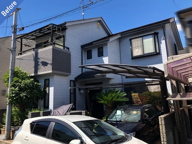 外壁塗装工事前の戸建て住宅