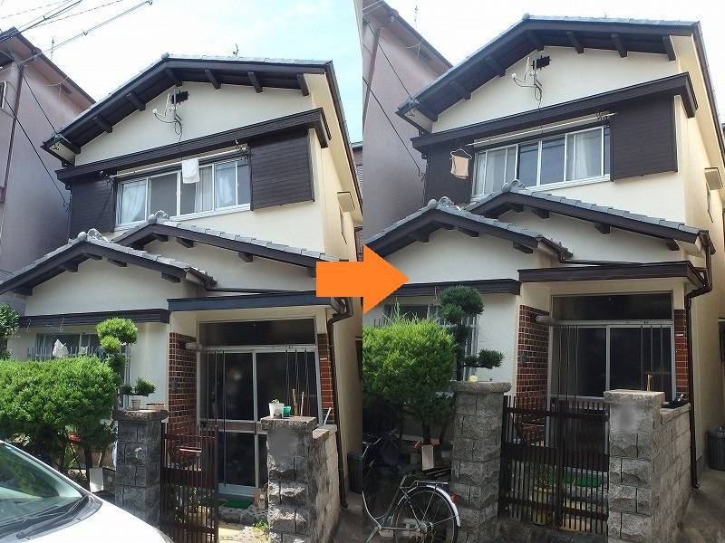弊社の和風の外壁塗装事例（松原市）
