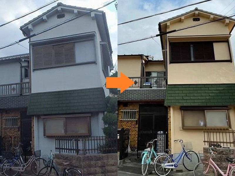 弊社の和風の外壁塗装事例（八尾市）