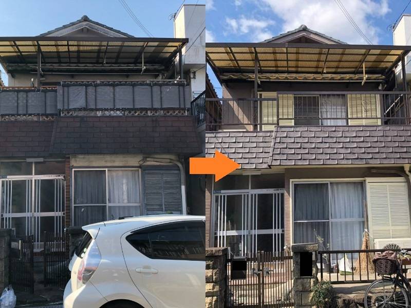 弊社の和風の外壁塗装事例（松原市）