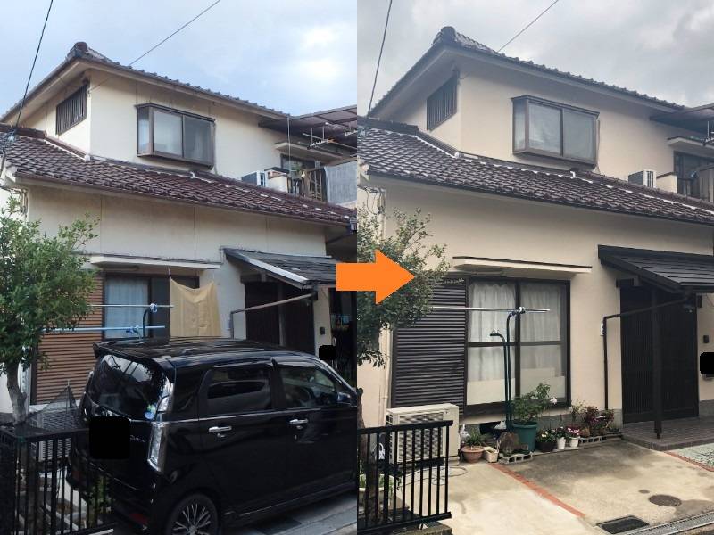 弊社の和風の外壁塗装事例（堺市）