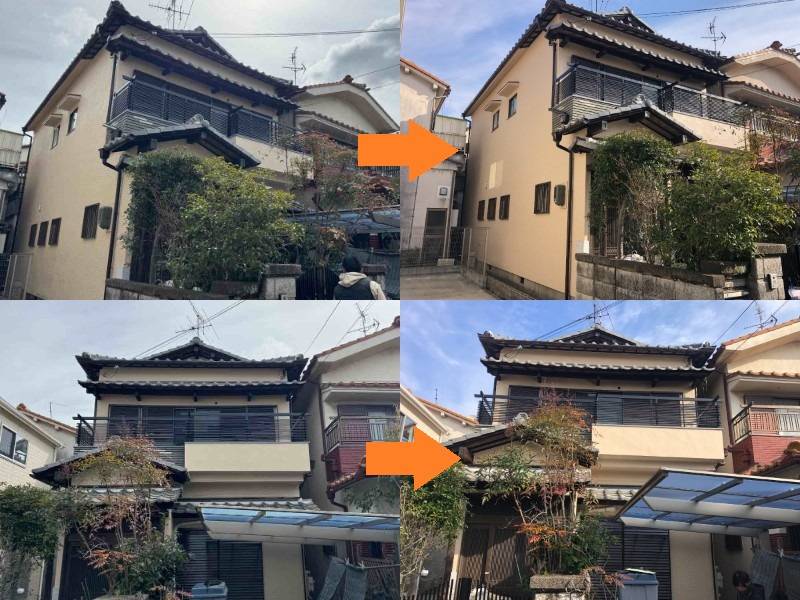 弊社の和風の外壁塗装事例（高石市）