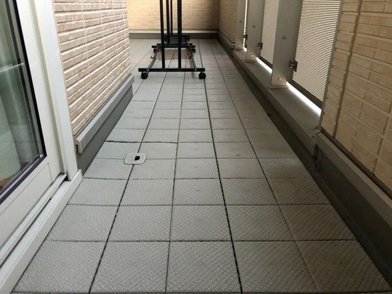 ベランダに施工された塩ビシート防水