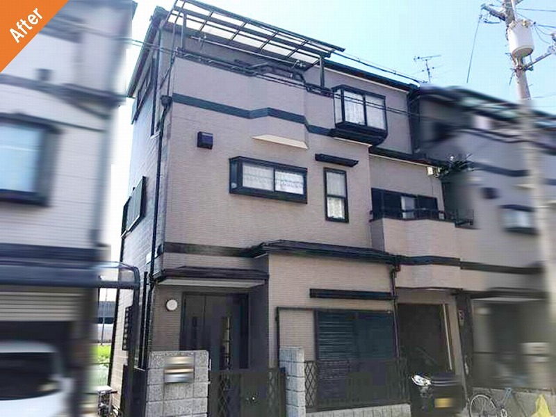 松原市の外壁塗装後の戸建て住宅