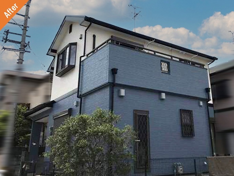 外壁塗装後の窯業系サイディングの戸建て住宅