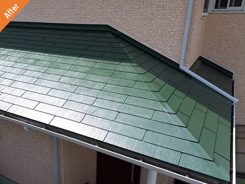 屋根塗装後のグリシェイドグラッサの下屋根