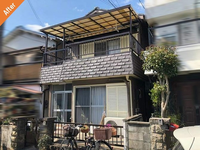 左官補修と外壁塗装後の戸建て住宅