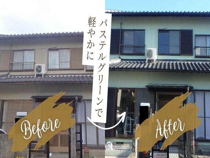 河内長野市の住友林業のお宅でグリーンの外壁塗装