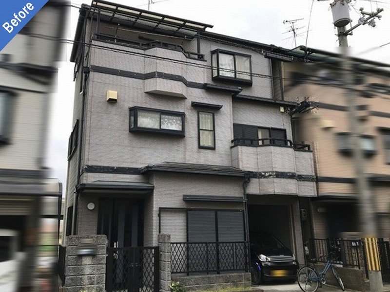松原市の外壁塗装前の戸建て住宅