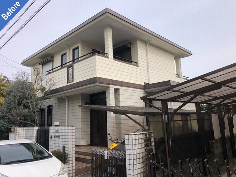 兵庫県宝塚市の外壁塗装前の旭化成ヘーベルハウス全景