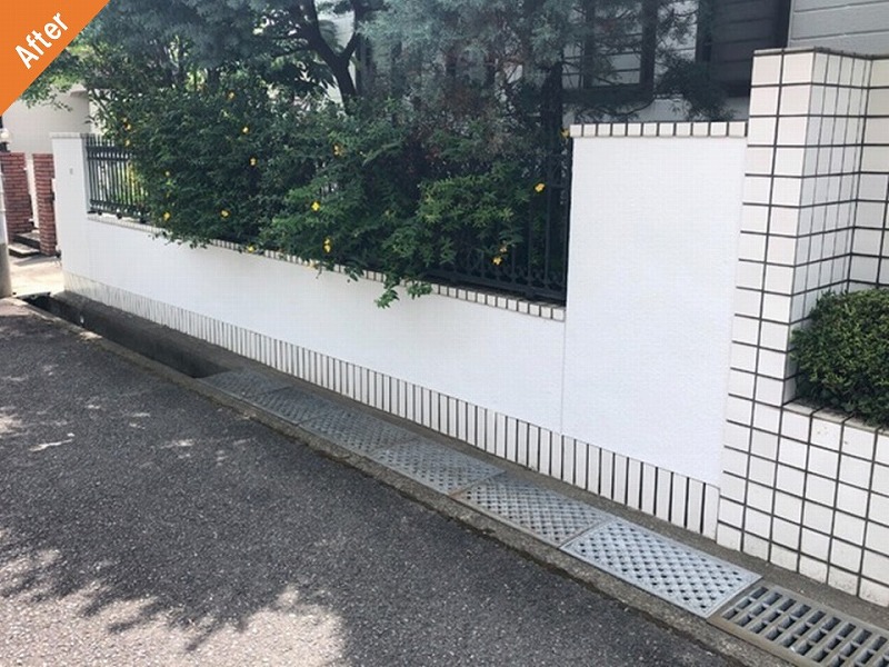 塗装工事後の外塀全景