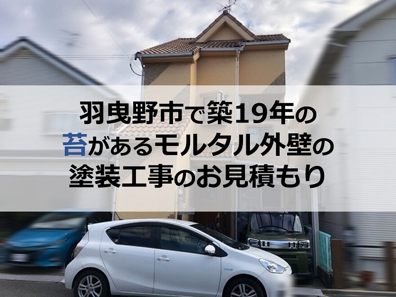 羽曳野市で築19年の苔があるモルタル外壁の塗装工事のお見積もり