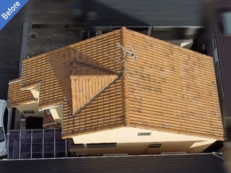 羽曳野市の屋根塗装前のセメント瓦