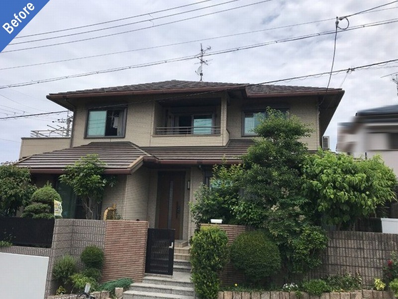 南河内郡千早赤阪村の外壁塗装前の積水ハウス（シャーウッド）