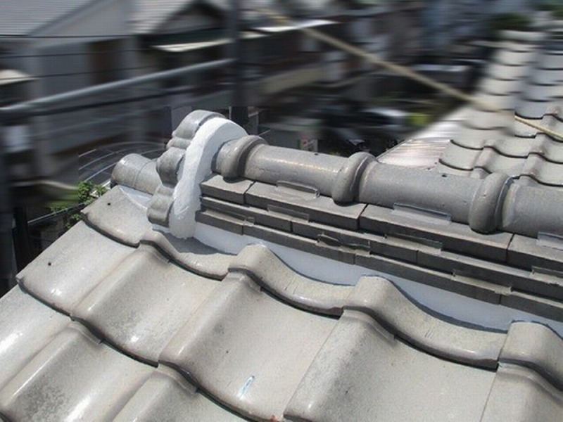 漆喰工事後の屋根