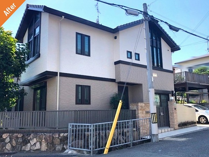 多彩模様塗料で外壁塗装後の積水ハウス