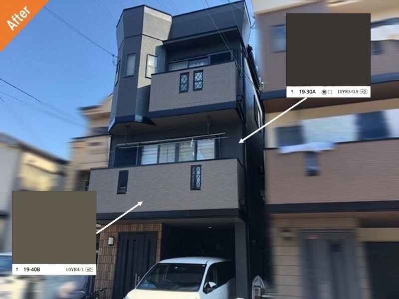 ブラウンのベースに黒のアクセントカラーで仕上げた施工事例の色
