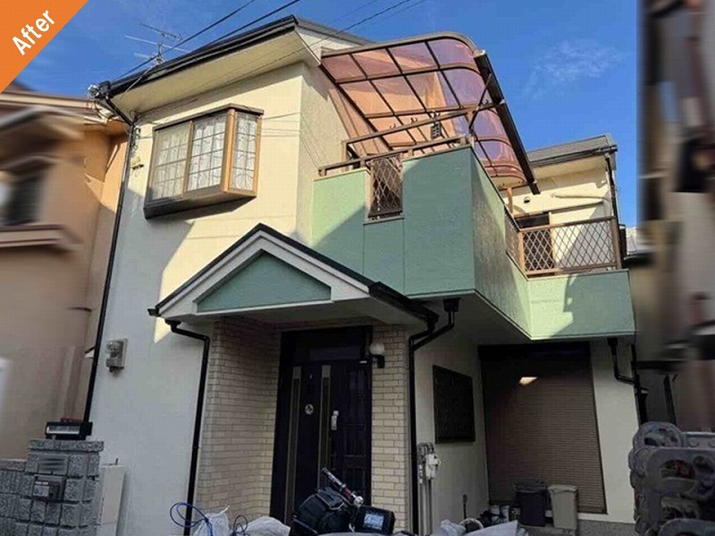 松原市の耐用年数20年のRSプライムPro無機MIXで外壁塗装後の戸建て住宅