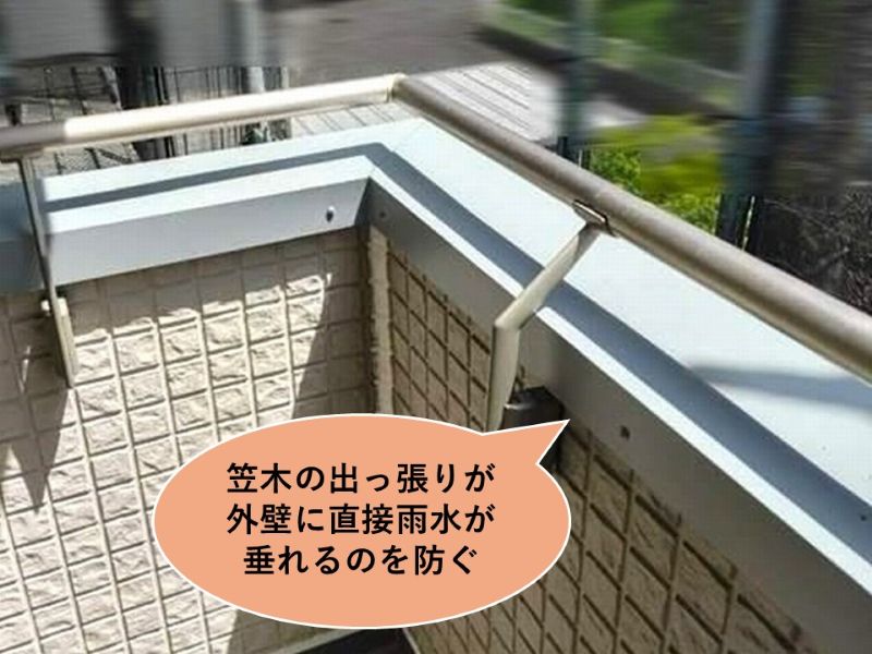 笠木は外壁やベランダの汚れを防ぐ役割