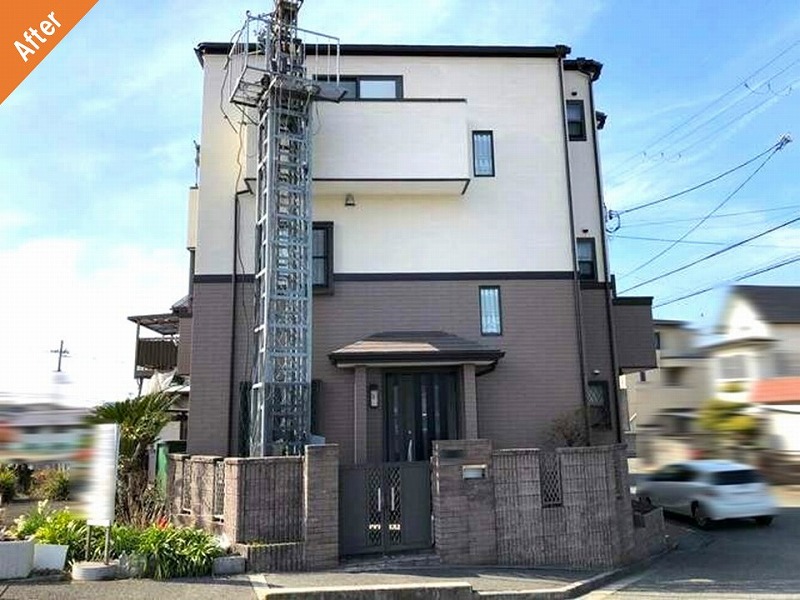 外壁塗装後の窯業系サイディングの住宅