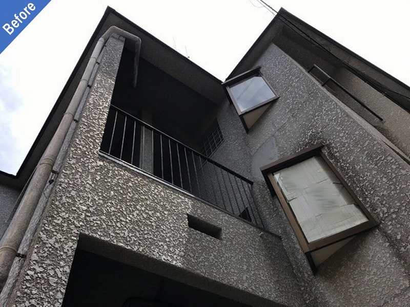 外壁塗装前のマンションのモルタル外壁