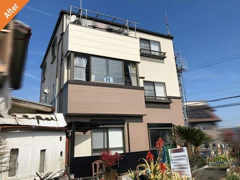 外壁塗装後の窯業系サイディングの戸建て住宅