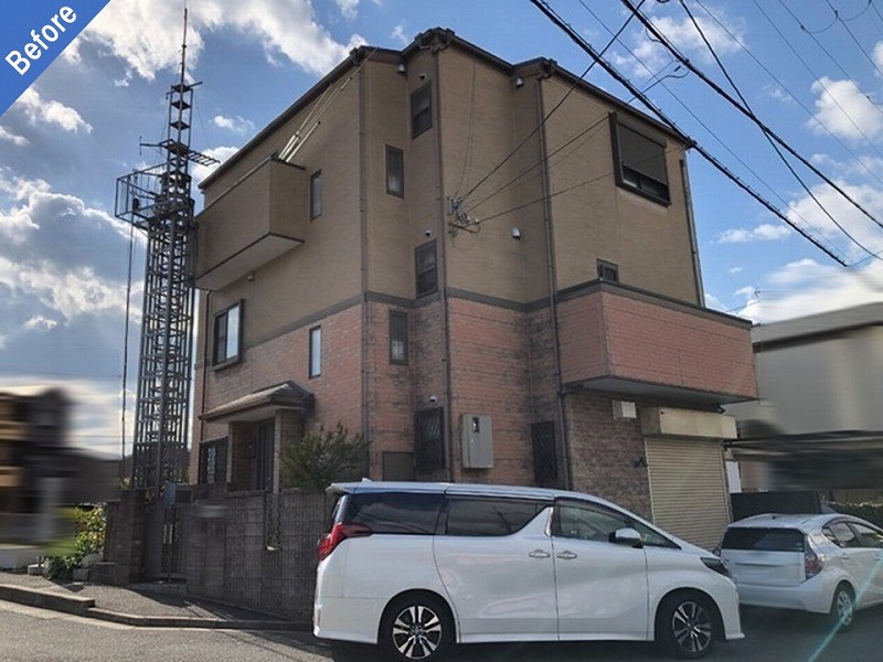 羽曳野市の外壁塗装前の戸建て住宅全景