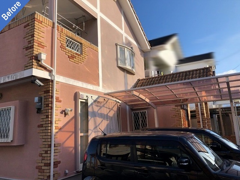 外壁塗装前のモルタル外壁の戸建て住宅
