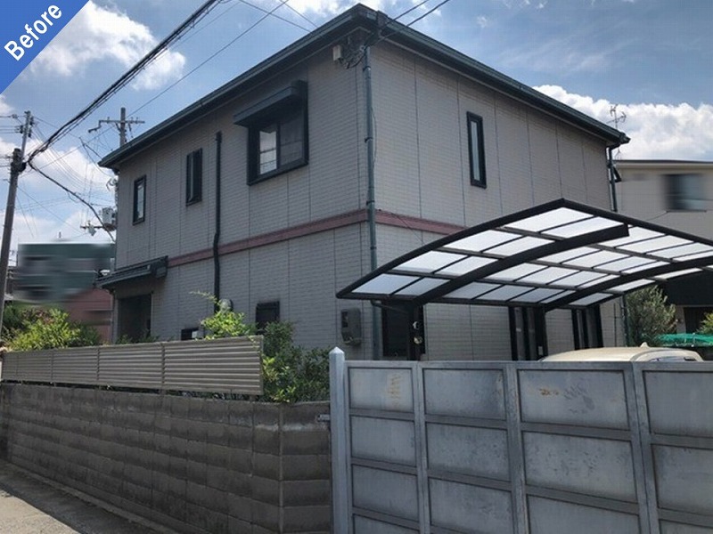 大阪市住吉区の外壁塗装前の積水ハウス全景