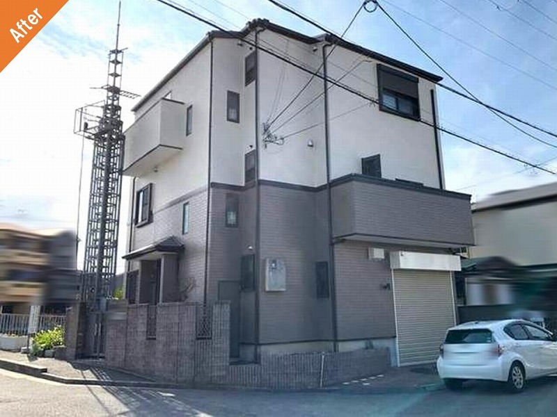 羽曳野市の外壁塗装後の戸建て住宅全景