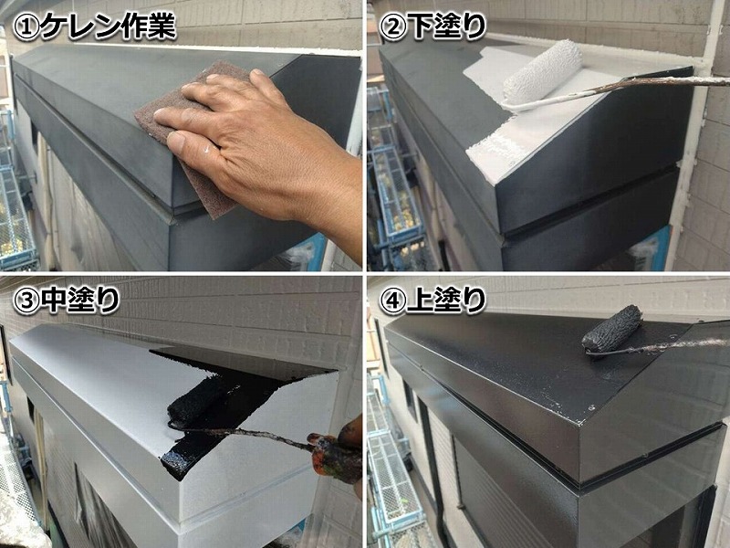 シャッターボックスの塗装工程
