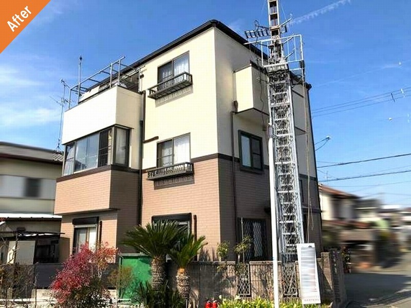 羽曳野市の外壁塗装後の戸建て住宅