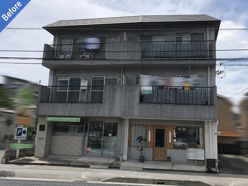 外壁塗装前のマンション正面