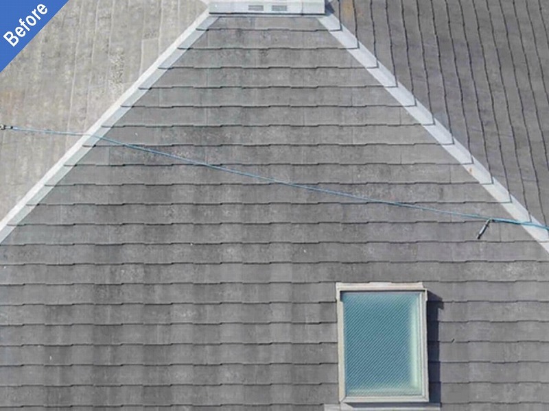 屋根塗装前のコロニアルNEOとトップライト