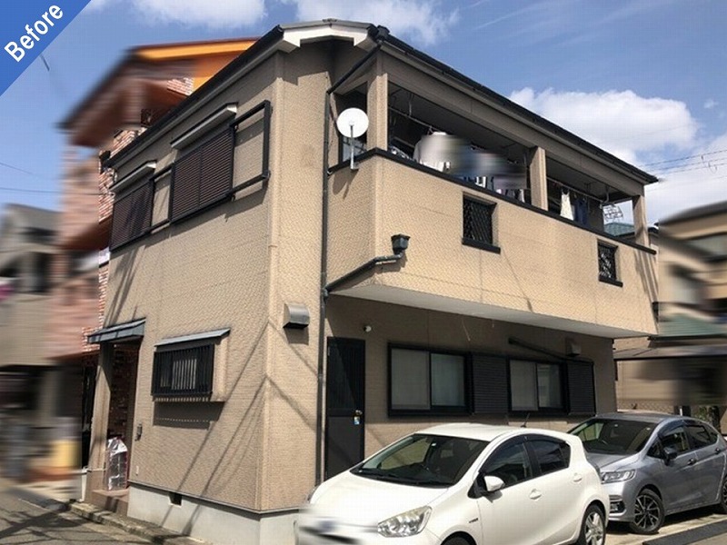 松原市の外壁塗装前の戸建て