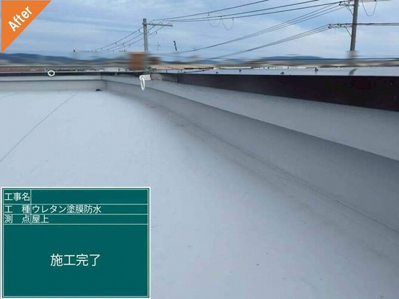 西宮市の塩ビシート防水工事後のマンション