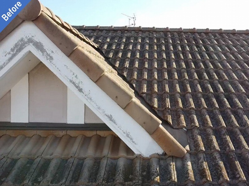 屋根塗装前の劣化が目立つモニエル瓦