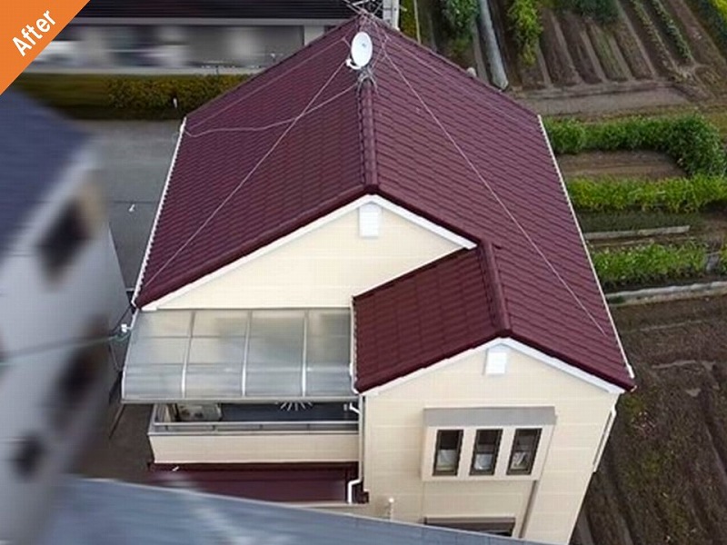 屋根外壁塗装後の住宅全景