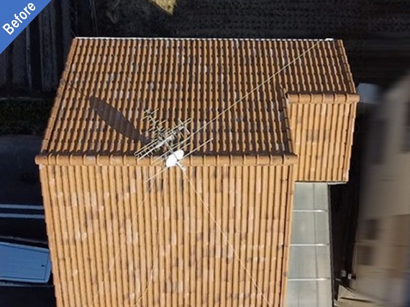 松原市の屋根塗装前のセメント瓦